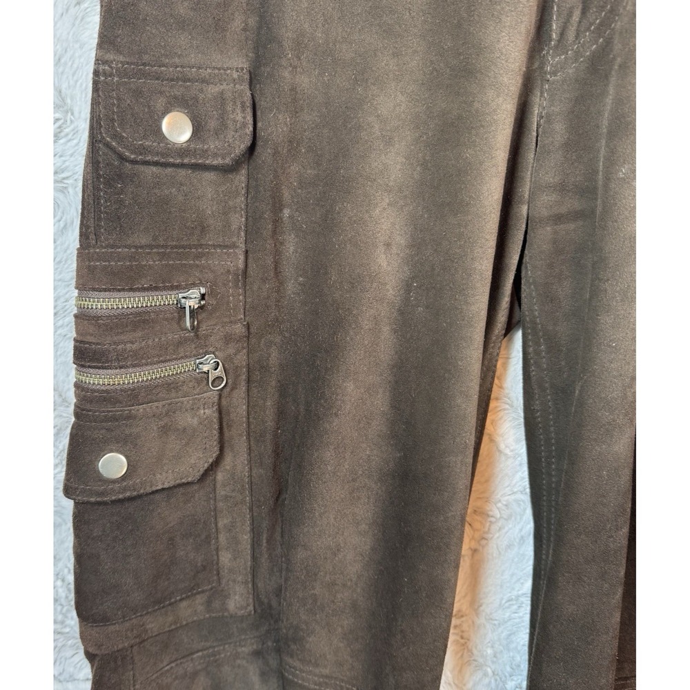Sundance Pants Women's 6 Genuine Leather‎ Cargo Brown Zippers Pockets Biker Moto - Picture 8 of 16